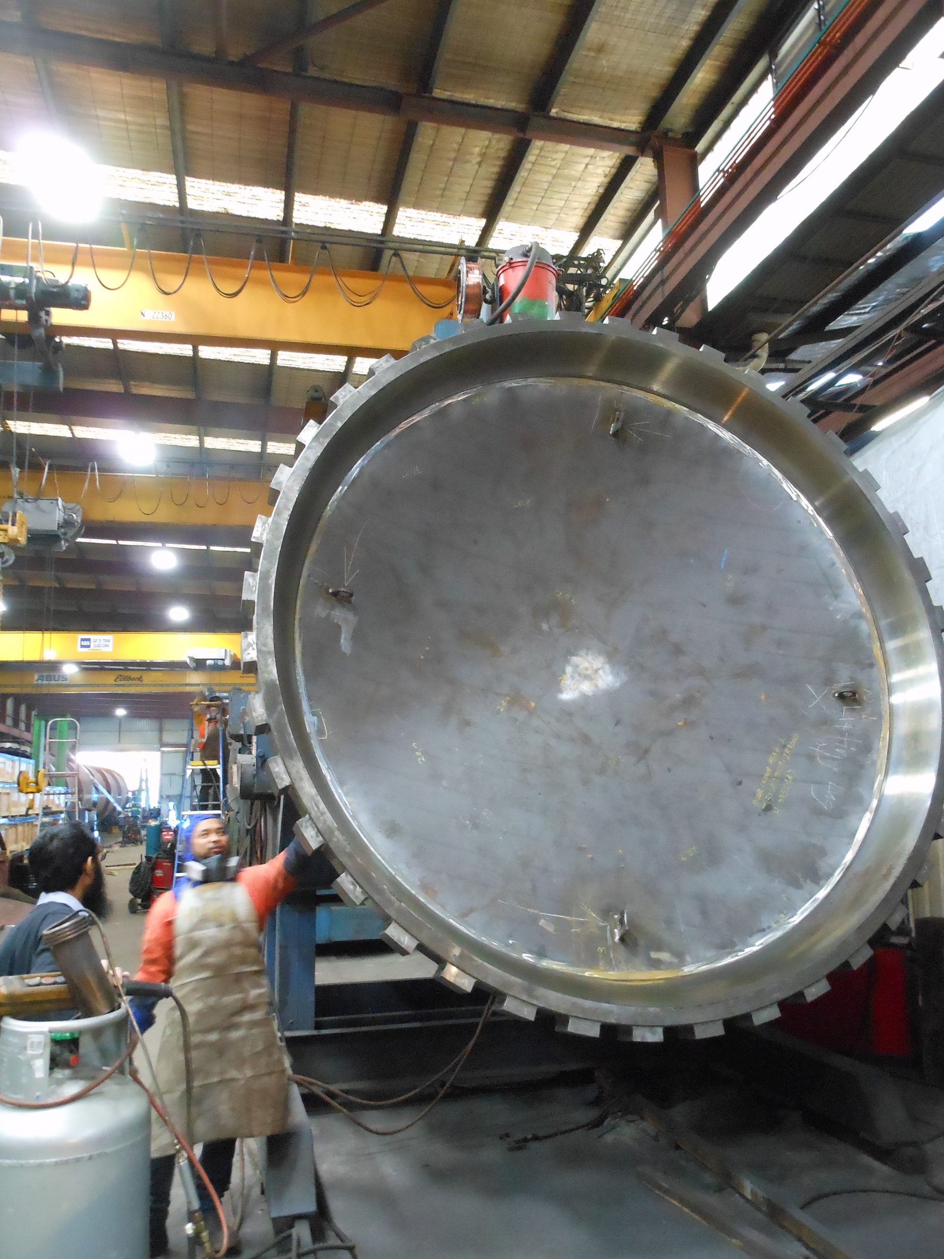 In workshop - door dome partly welded